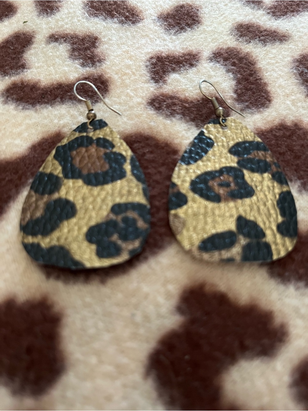 Gold Leopard Teardrop Drop Earrings